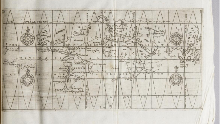 World map from one of the publications described in the text.