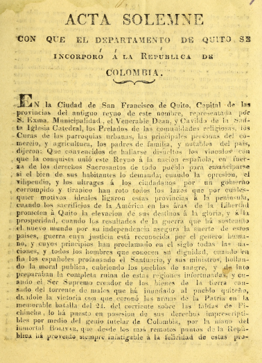 Detail of a printed document shows text in Spanish reading "Acta solemne."